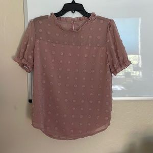 Mauve blouse with ruffled elastic sleeves